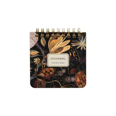 Блокнот&nbsp;&nbsp;90х90мм&nbsp;&nbsp;60л линейка на гребне BrunoVisconti® 'Pocket Journal' картонная обложка фольга золото 'Flora' Ночные цветы