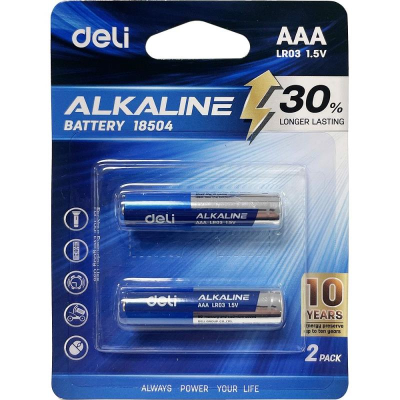 Батарейка Deli&nbsp;&nbsp;1.5V AAA/LR03 Alkaline&nbsp;&nbsp;2шт в блистере