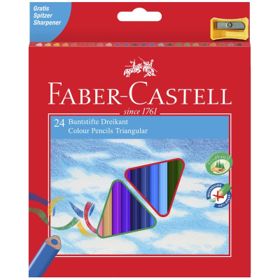 Карандаши  24цв Faber-Castell 'Ecopen' трехгранные +точилка в картонной коробке