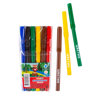 Фломастеры   6цв Невская палитра Цветик в пластиковой упаковке