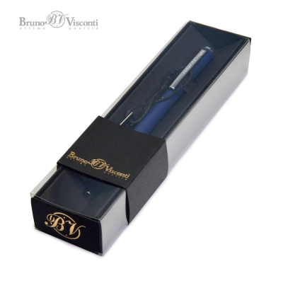 Ручка шариковая BrunoVisconti® 'Palermo' 0.7мм металлический Soft Touch темно-синий корпус синие чернила
