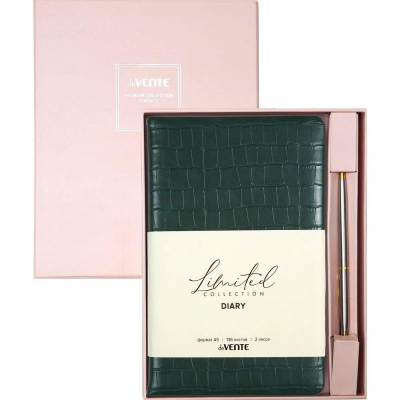 Набор подарочный Ежедневник A5 deVENTE 'Barbara' 272стр тонированный блок +шариковая ручка изумрудный в подарочной коробке