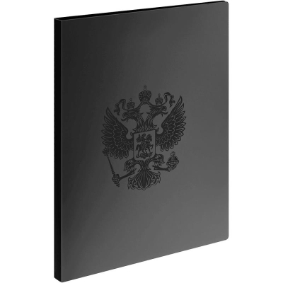 Папка с боковым прижимом 17мм СТАММ 'Герб' черная