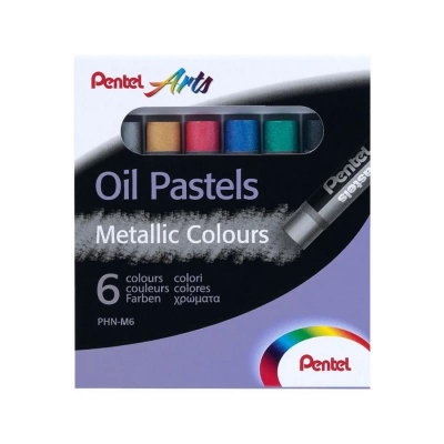Пастель масляная Pentel Arts Oil Pastels  6цв d-8мм 60мм 'Металлик' в картонной коробке