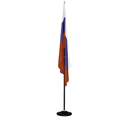 Флаг государства Россия 135х90см на черном напольном флагштоке