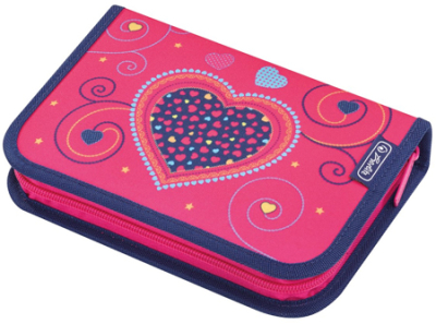 Пенал  с наполнением 31 предмет Herlitz Pink Hearts 4-створчатый