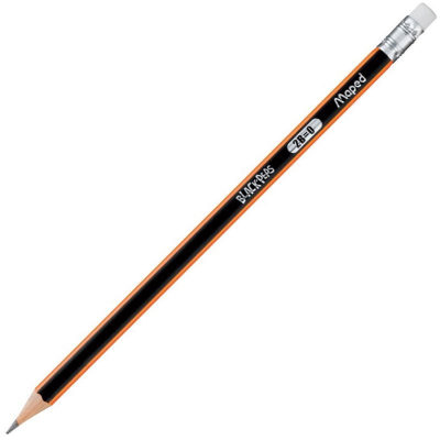 Карандаш Maped Black'Peps 2B трехгранный корпус с ластиком
