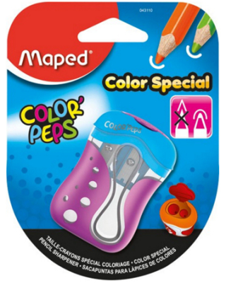 Точилка 2 диаметра Maped Color'Peps для цветных карандашей с закруглением грифеля с контейнером в блистере