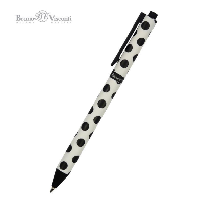 Ручка шариковая автомат BrunoVisconti® ArtClick  0.5мм синие чернила 'Black polka dots'