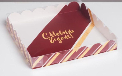 Коробка для кондитерских изделий 21х21х3см 'С Новым годом!'