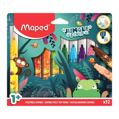 Фломастеры  12цв Maped 'Jungle Fever' Jumbo в картонной коробке