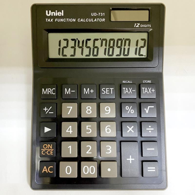 Калькулятор настольный Uniel 12 разрядов DP TAX 128х176х34мм черный
