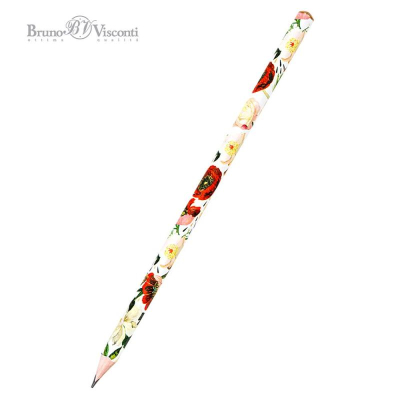 Карандаш BrunoVisconti® 'Flora' HB трехгранный корпус 'Пионы'