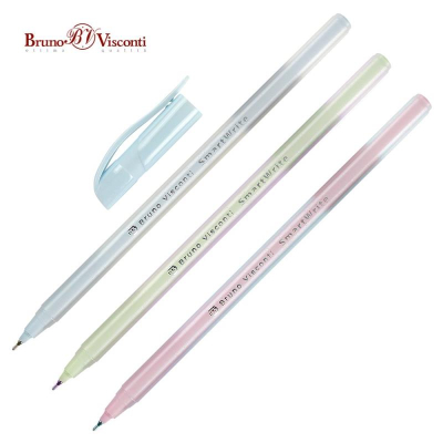 Ручка шариковая BrunoVisconti® 0.5мм 'SmartWrite' 'Zefir' одноразовая синяя цвет корпуса&nbsp;&nbsp;ассорти