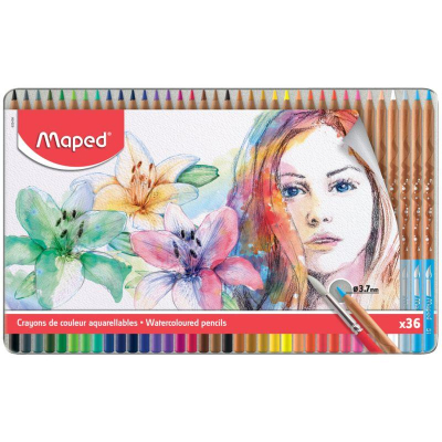 Карандаши акварельные Maped 'Artist '&nbsp;&nbsp;36цв +кисть в металлической коробке