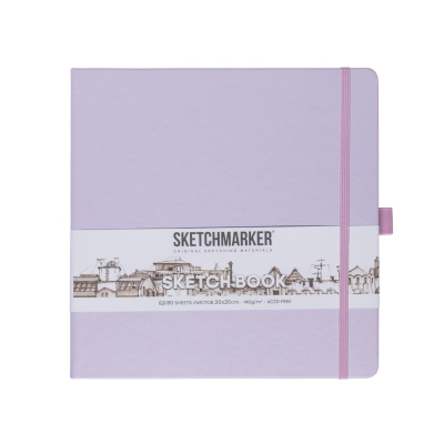 Блокнот для набросков Sketchmarker 20х20см 140г  80л твердая обложка фиолетовый пастельный