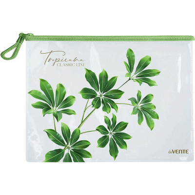 Папка-конверт на текстильной молнии A4 deVENTE пластиковая 280мкм 'Tropicana' прозрачная