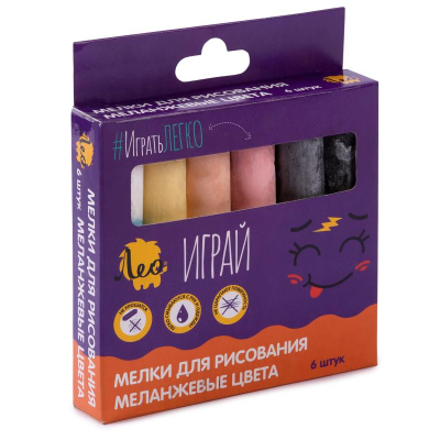 Мел для асфальта  5цв 6шт Лео 'Играй' в картонной коробке