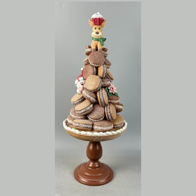 Композиция декоративная 'Олень и снеговик с печеньем' 24х24х60см