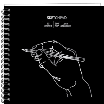 Блокнот для акварели Paper Art Sketch Pad 19х19см 200г  20л на гребне твердая обложка 'Handmade'