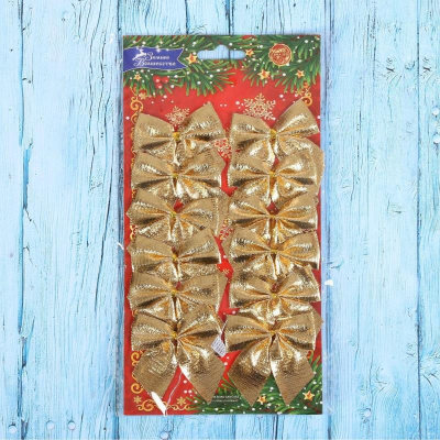 Бант&nbsp;&nbsp;5см текстиль золото 12шт