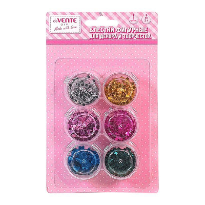 Глиттер фигурный deVENTE  3-6мм 6цв х2г 'Fashion' в блистере