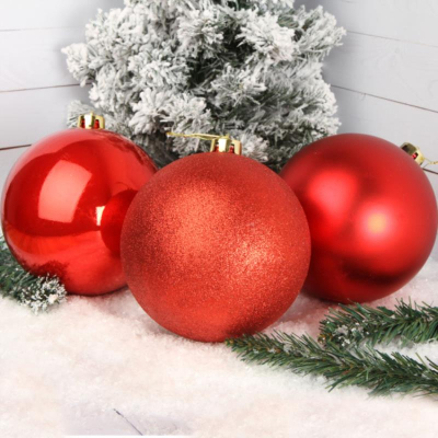 Шар 150мм красный пластик 3шт