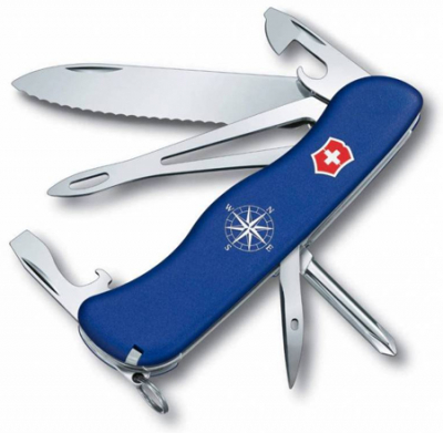 Нож 111мм Pocket Multi-Tool 13 функций Helmsman блокировка лезвия синий с оранжевым шнурком