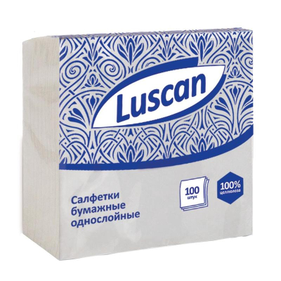 Салфетки бумажные Luscan 24х24см 100шт 1 слойные белые