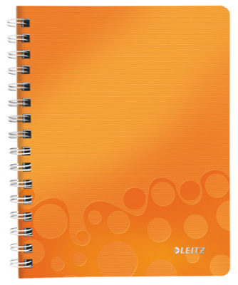 Тетрадь A5  80л клетка на гребне Leitz пластиковая обложка c карманом/перфорацией WOW оранжевая