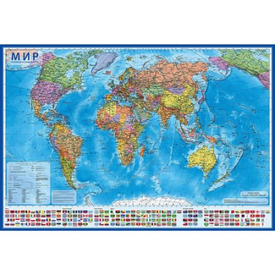 Карта  настольная Мир Политическая  60х40см Интерактивная ламинированная 2022г