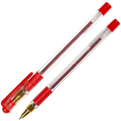 Ручка шариковая deVENTE 0.5мм 'Mr. Gold' с резиновой манжетой красная