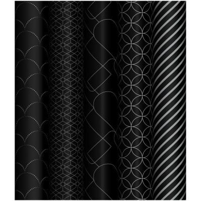 Бумага упаковочная глянцевая MESHU&nbsp;&nbsp;70х100см 'Pattern on black'&nbsp;&nbsp;5 дизайнов