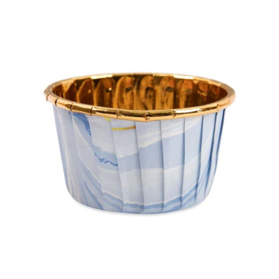 Форма для выпечки маффинов бумажная 50х40мм S-CHIEF голубая с золотом 12шт