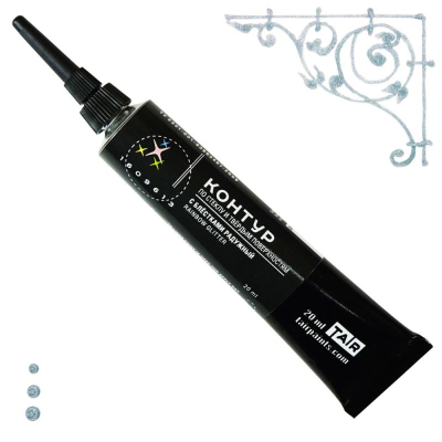 Контур акриловый по стеклу/твёрдым поверхностям с блёстками Таир радужный 20мл