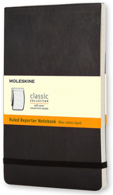 Записная книжка A6  96л линейка Moleskine® Reporter Soft Pocket мягкая обложка на резиновой застежке черная