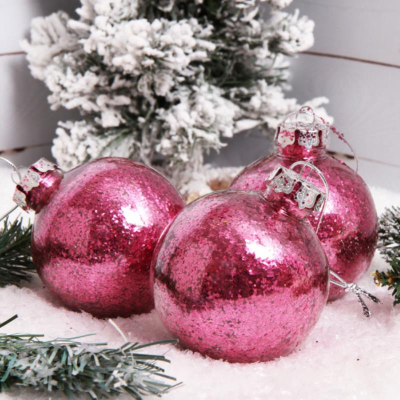 Шар  80мм розовый 'Сияние' пластик 3шт 