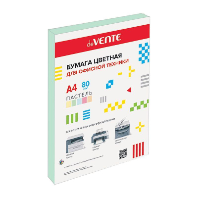 Бумага цветная A4 deVENTE  80г пастель салатовая  20л