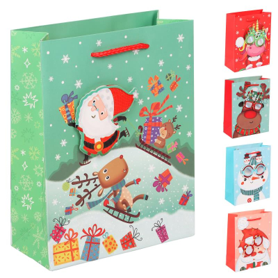 Пакет подарочный новогодний 18х23х 8см 'Новогодний карнавал' 5 дизайнов