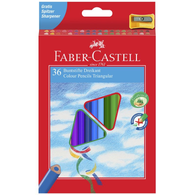 Карандаши  36цв Faber-Castell 'Ecopen' трехгранные с точилкой в картонной коробке