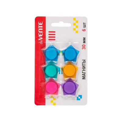 Магнитный держатель фигурный  30х30мм deVENTE 'Звезда' 6шт полупрозрачный цвета ассорти