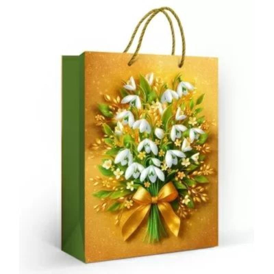 Пакет подарочный 22х31см ламинированный 'Букет подснежников'