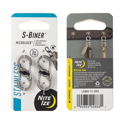 Карабин стальной с блокировкой Nite Ize S-Biner® Microlock® 2 серебристый 2шт