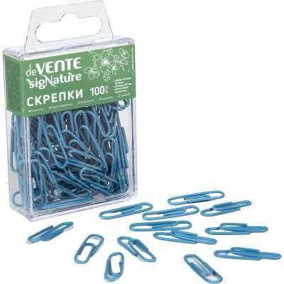 Скрепки 28мм&nbsp;&nbsp;100шт deVENTE 'sigNATURE' Сумеречно-синие с пластиковым покрытием в пластиковой коробке