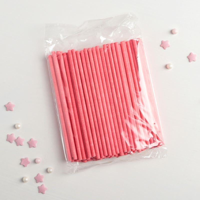 Палочки для кондитерских изделий пластиковые 10см 100шт розовые