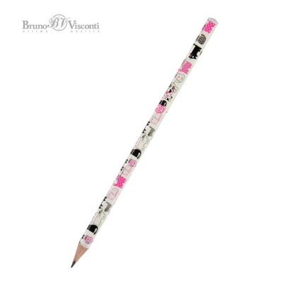 Карандаш BrunoVisconti® 'HappyGraphix' HB трехгранный корпус 'Розовые коты'