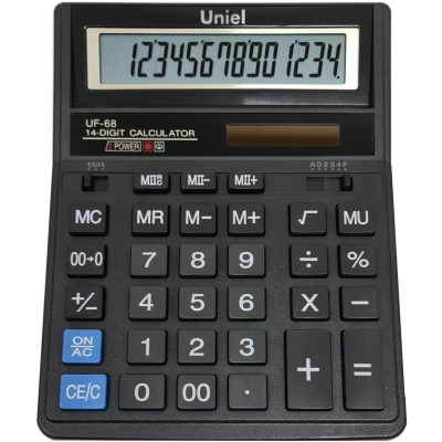 Калькулятор настольный Uniel 14 разрядов DP DM 158x203x31мм