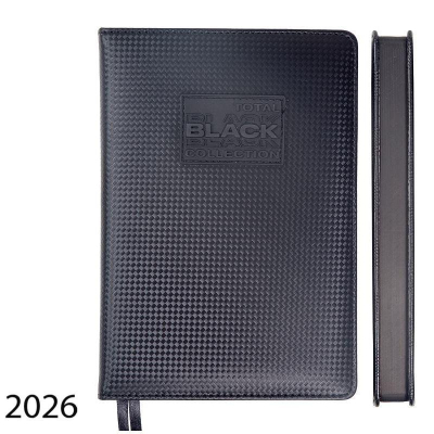 Ежедневник 2026 A5 deVENTE 'Total Black' 336стр твердая обложка с поролоном искусственная кожа черный