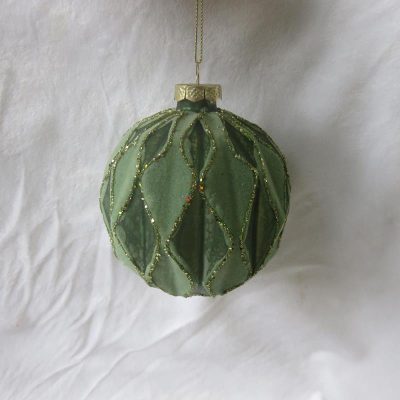 Шар 100мм зеленый 'Ромбы' стекло