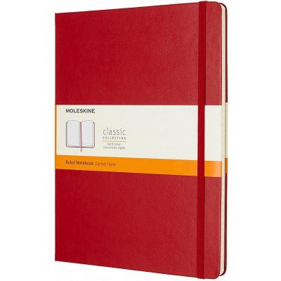 Записная книжка A4-  96л линейка Moleskine® Classic XLarge твердая обложка на резиновой застежке красная